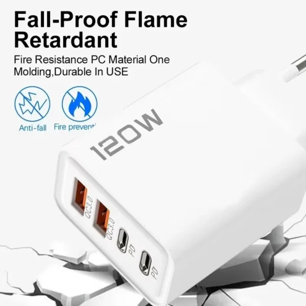 120W 4 Port USB Type C Charger Fast Charging