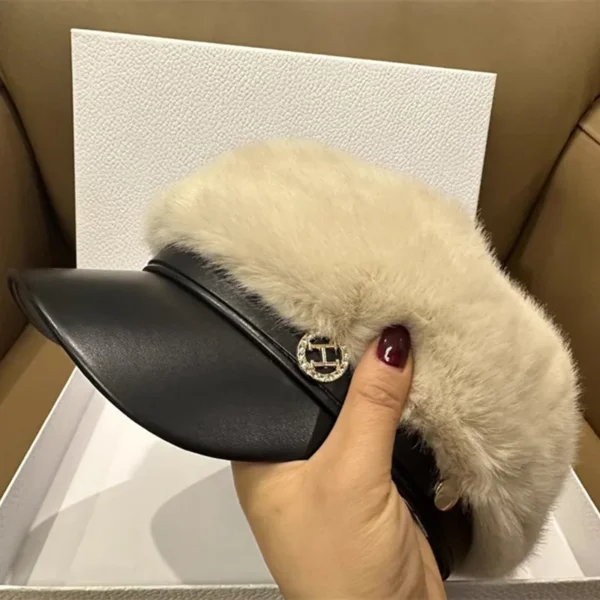 S128d99a2408c416580a13f2f2b5b7bb1q.webp Vintage Mink Fur Beret Women Luxury Versatile Artist Hat.
