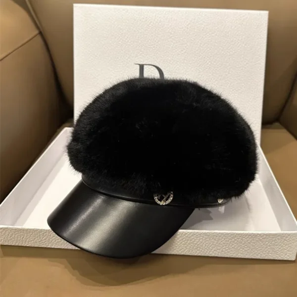 S412f5fef30424a81b93eef4367e8d631C.webp Vintage Mink Fur Beret Women Luxury Versatile Artist Hat.
