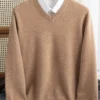 S542b78663885492e8cb24ae2157809c2L.webp Men 100% Merino Wool Sweater V-Neck Pullover Autumn.