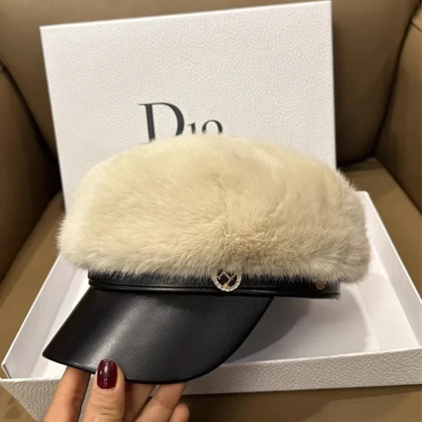 S82fc8f7c11484660b1ba7ab698752670h.webp Vintage Mink Fur Beret Women Luxury Versatile Artist Hat.