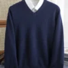 S8575814d70ee4c73b87ab8931f83b2de0.webp Men 100% Merino Wool Sweater V-Neck Pullover Autumn.