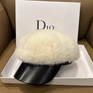 Vintage Mink Fur Beret Women Luxury Versatile Artist Hat.