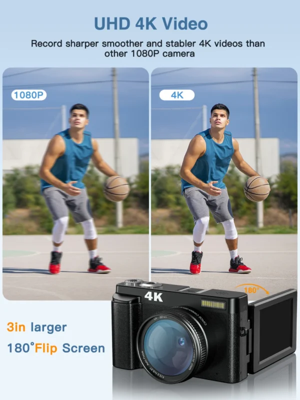 4K Digital Camera for Photography and Video Autofocus Anti-Shake 48MP