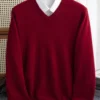 Se1feb98b65f046aab682040f7b0edd58O.webp Men 100% Merino Wool Sweater V-Neck Pullover Autumn.