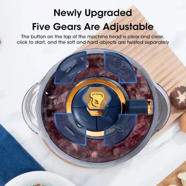 S4ddf68504e0c4fdeacf8c2001273c7644.webp 5L Electric Meat Grinders Food Crusher Stainless Steel Multifunctional Vegetable Slicer Processor Chopper Kitchen Appliance